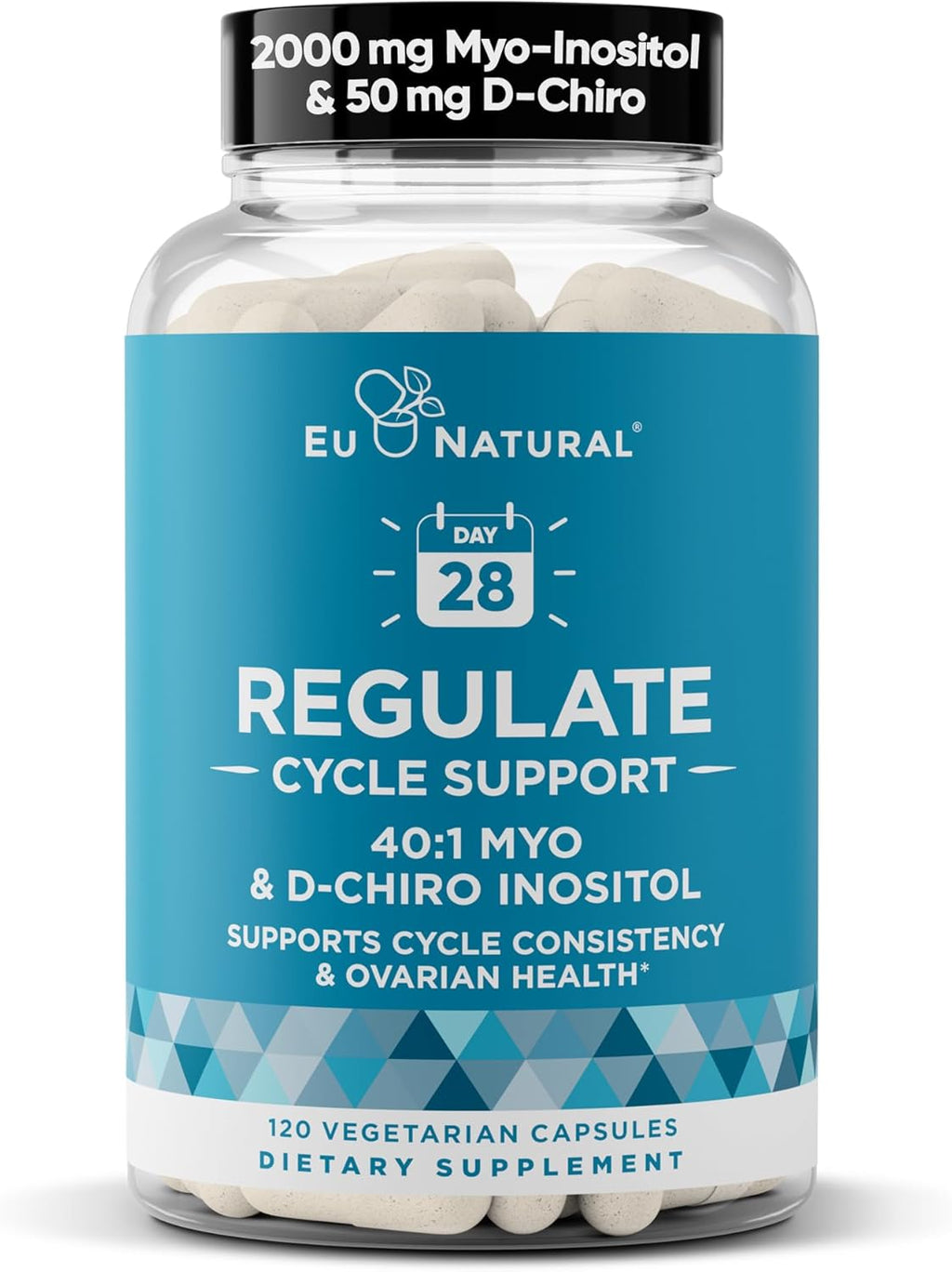 Regulate Cycle Support - Myo-Inositol 2000 mg y D-Chiro Inositol 50 mg - 40:1 - 120 Cápsulas Veganas