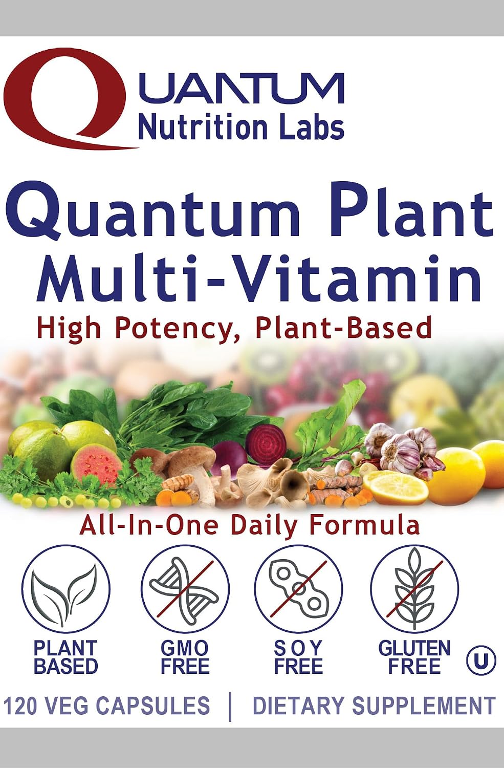QNL Quantum Plant Multi-Vitamin - Multivitamínico Completo de Origen Vegetal - 120 Cápsulas
