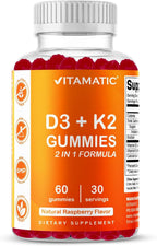 Vitamatic Vitamina D3 & K2 Gominolas (2 Pack, 60 unidades)