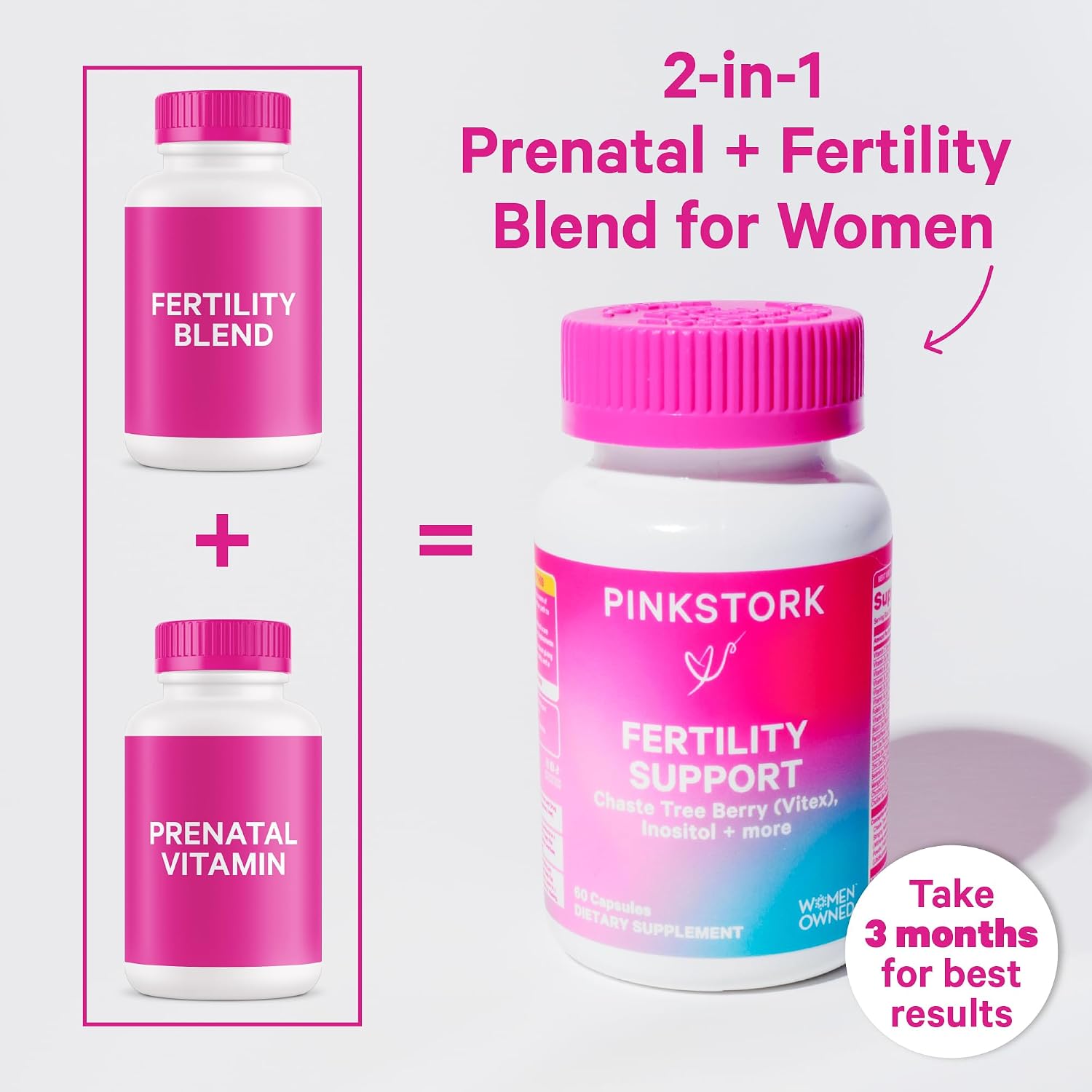Pink Stork Pack de Fertilidad: Té de Concepción + Suplemento con Inositol, Vitex, Folato y Ashwagandha