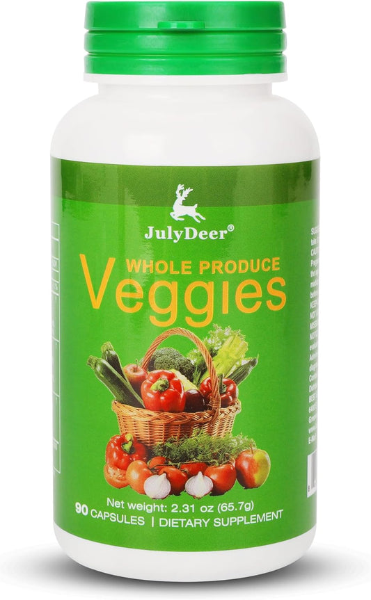 JulyDeer Veggie Supplement – 90 Cápsulas Vegetarianas con 18 Verduras