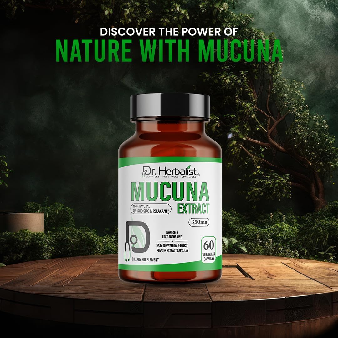Dr. HERBALIST Extracto de Mucuna Pruriens 350mg - 60 Cápsulas Veganas | No Transgénico | Absorción Rápida
