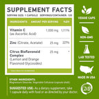 MUSCLE FOOD LABS Vitamina C + Zinc, 1000 mg Vitamina C, 25 mg Zinc, 25 mg Bioflavonoides Cítricos, 240 Cápsulas Vegetales (2 Pack)