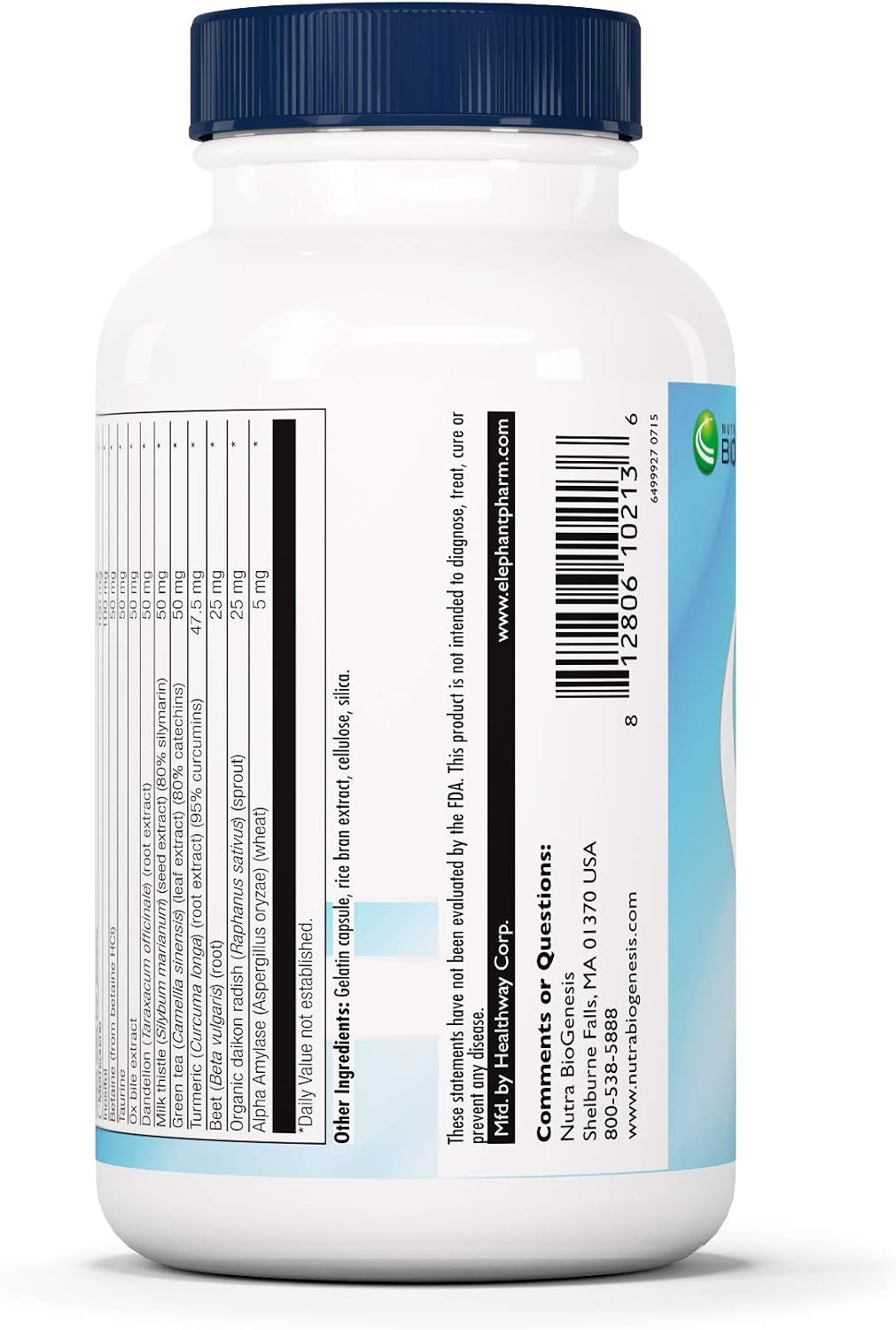 Nutra BioGenesis BioLiv - Betaina HCL, Cardo Mariano, Diente de León, Colina y Remolacha - 90 Cápsulas