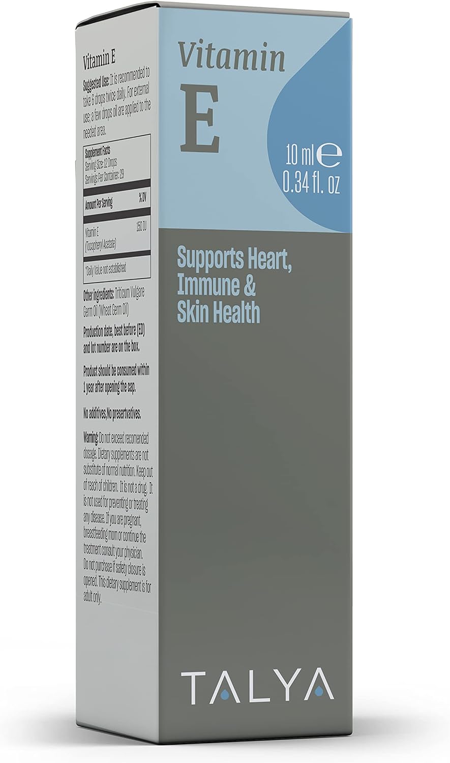 TALYA Vitamina E Líquida 10 ml | Gotas | Complemento Alimenticio | Sin OGM, Vegano