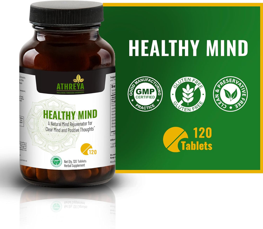 Athreya Herbs Healthy Mind Tablets - 120 Comprimidos - Complemento para la Salud Cerebral
