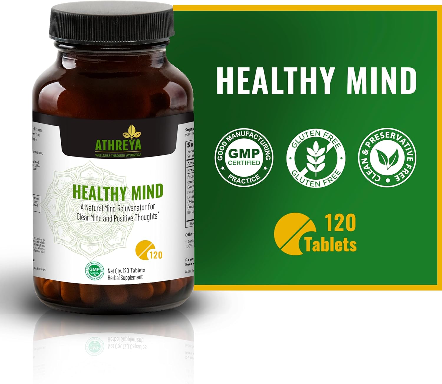Athreya Herbs Healthy Mind Tablets - 120 Comprimidos - Complemento para la Salud Cerebral