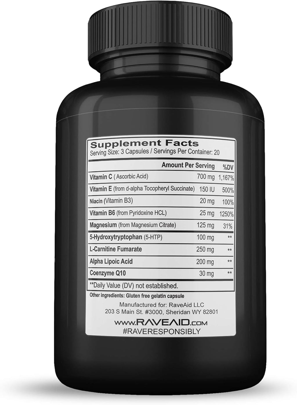 RaveAid - Suplemento para la Recuperación Post-Fiesta (60 Cápsulas)