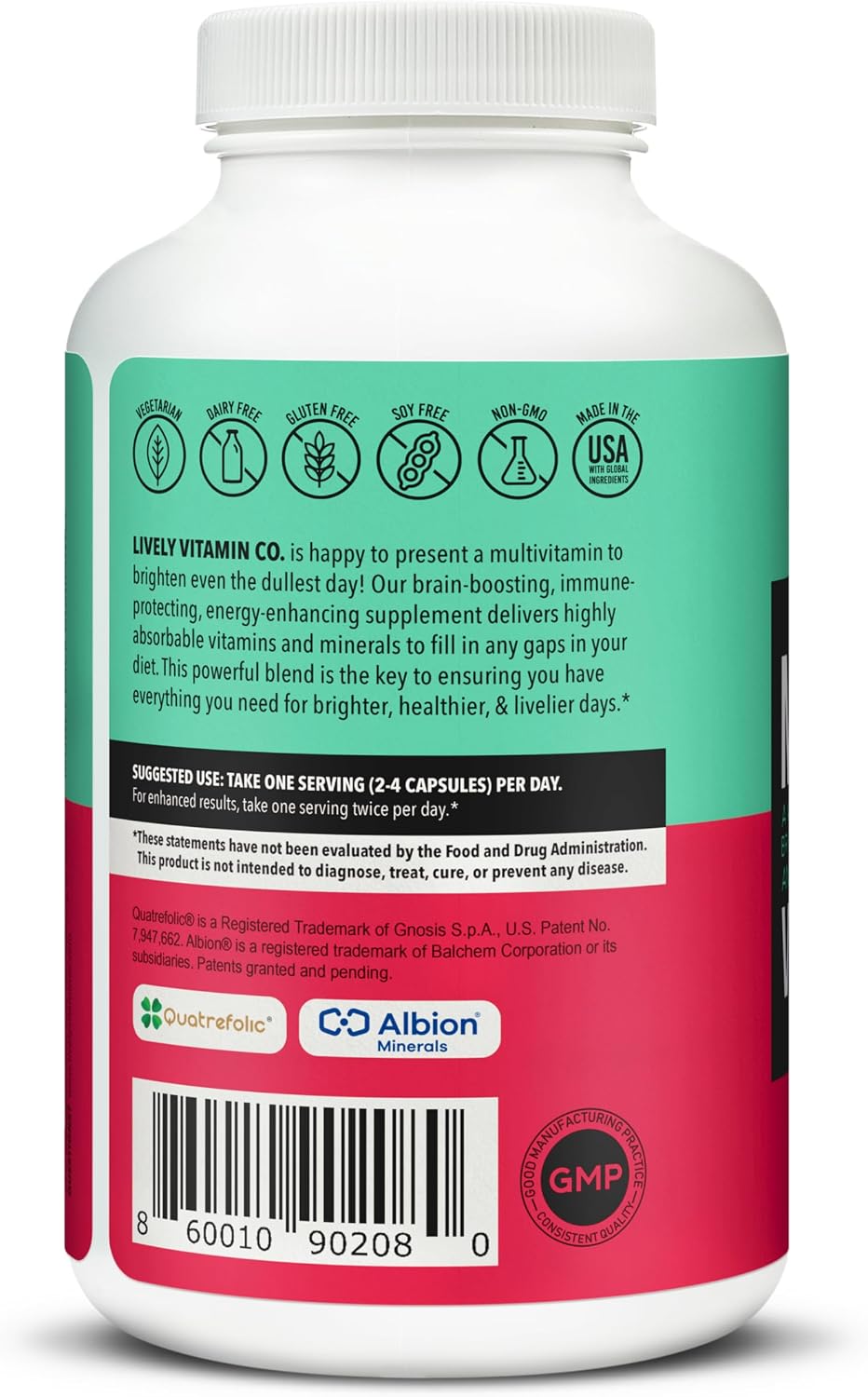 Multivitamínico Lively Vitamin Co - 37 Vitaminas, Minerales y Extractos - 240 Cápsulas Vegetarianas