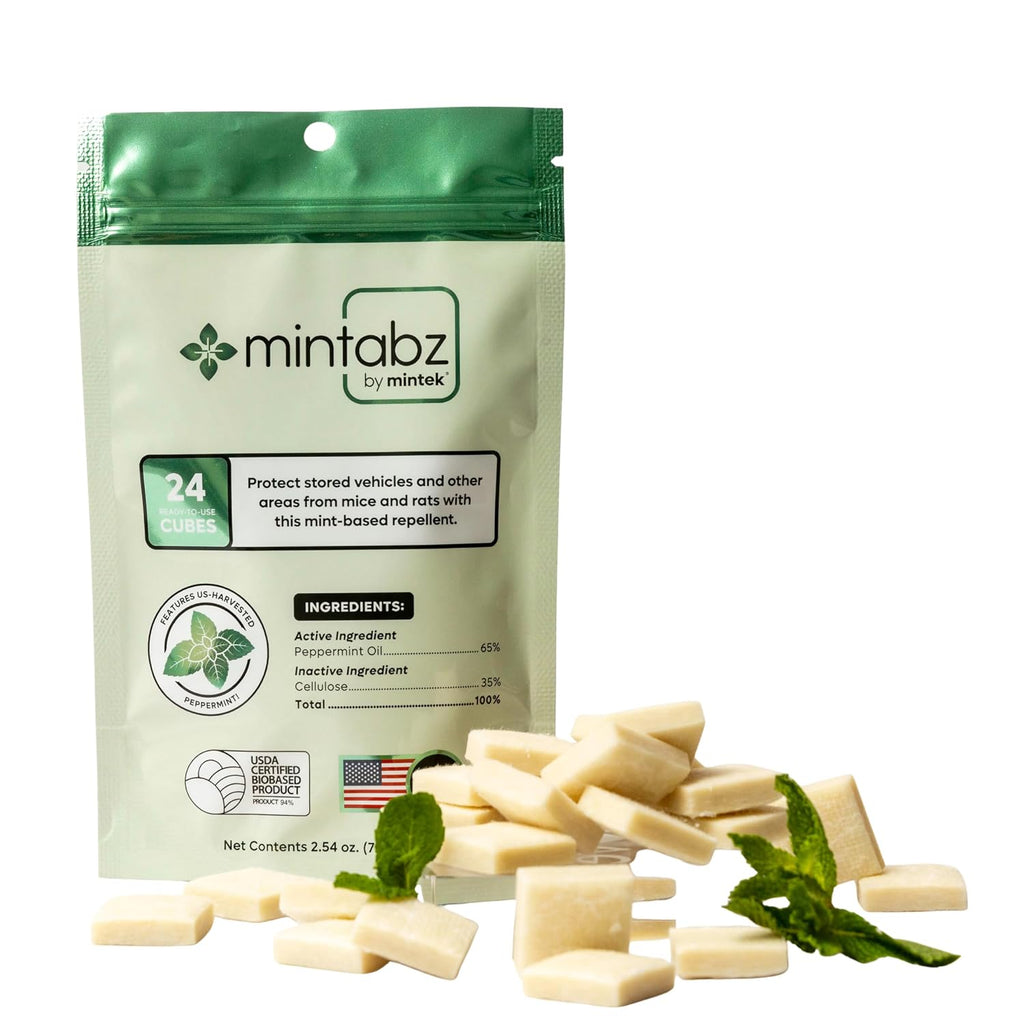Mintek Mintabz: 24 Cubos Repelentes Naturales de Roedores con Aceite de Menta