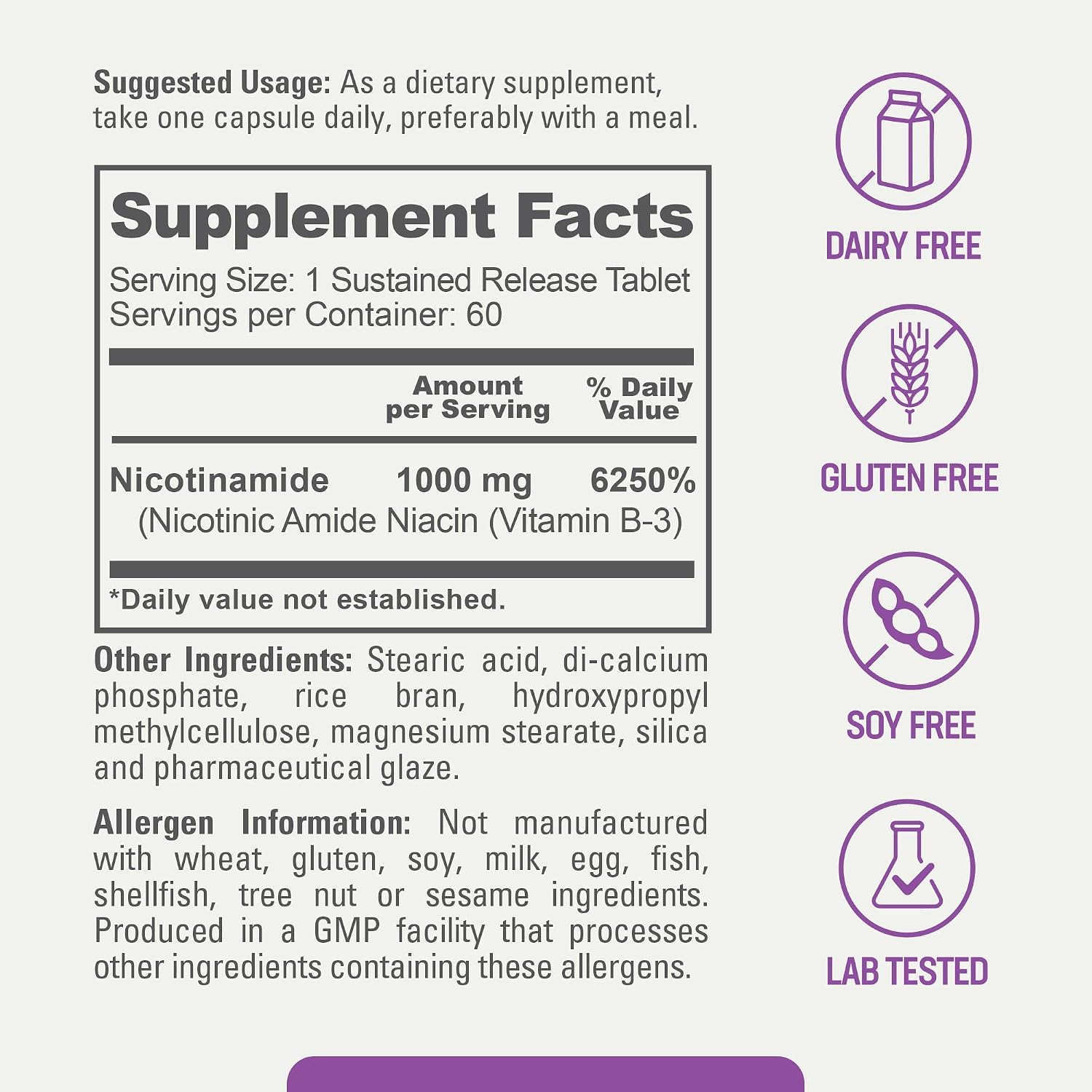 biophix B-3 Niacinamide 1000 mg 60 Tablets Sustained Release - No-Flush