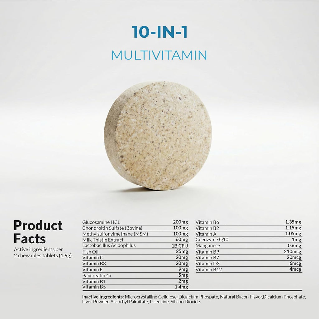 Multivitamin for Dogs 120 Tablets - Glucosamine, Fish Oil & CoQ10