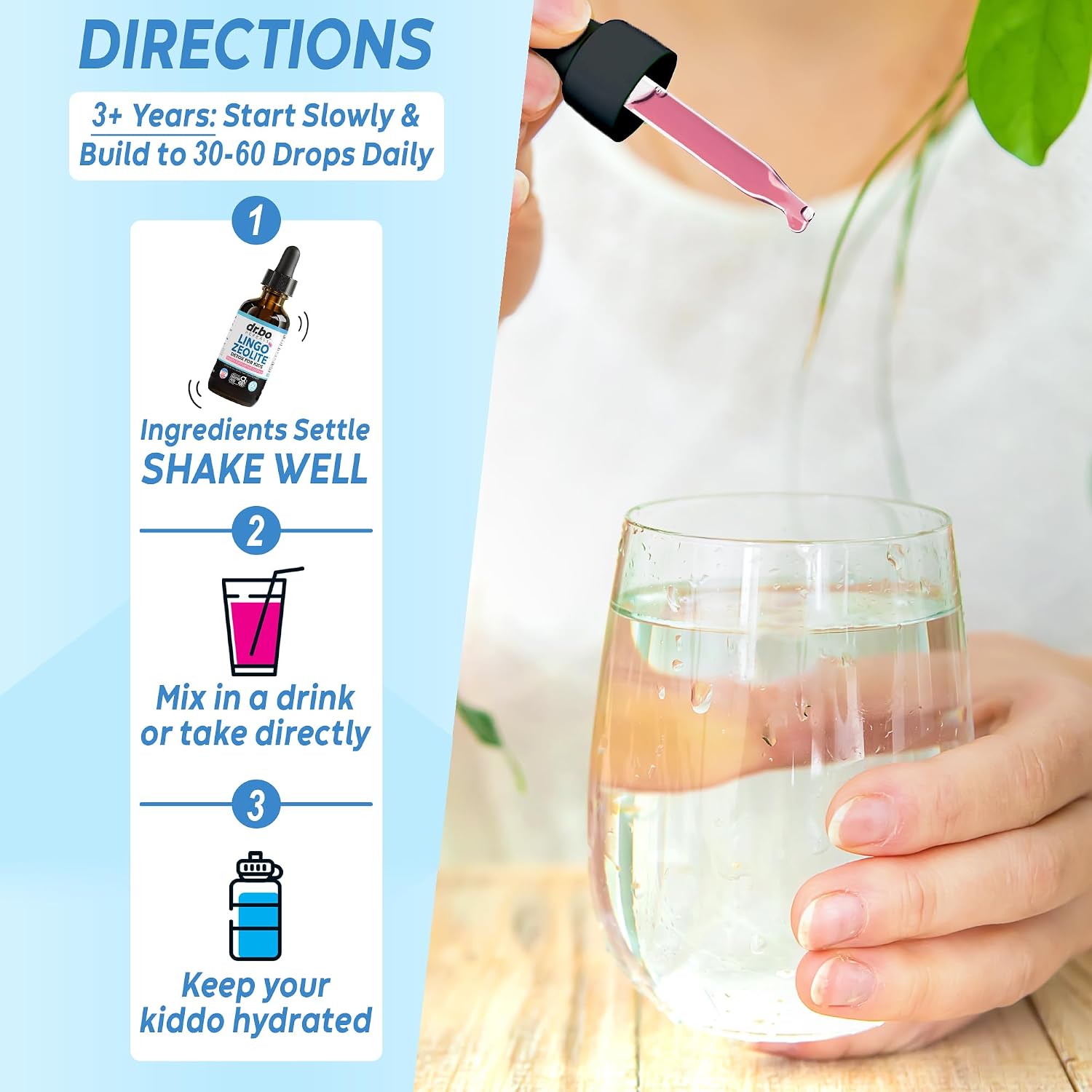 Zeolite Detox for Kids Lingo Drops - Gotas de Zeolita Natural con B12 Metilada y D3 para Niños, 60 ml