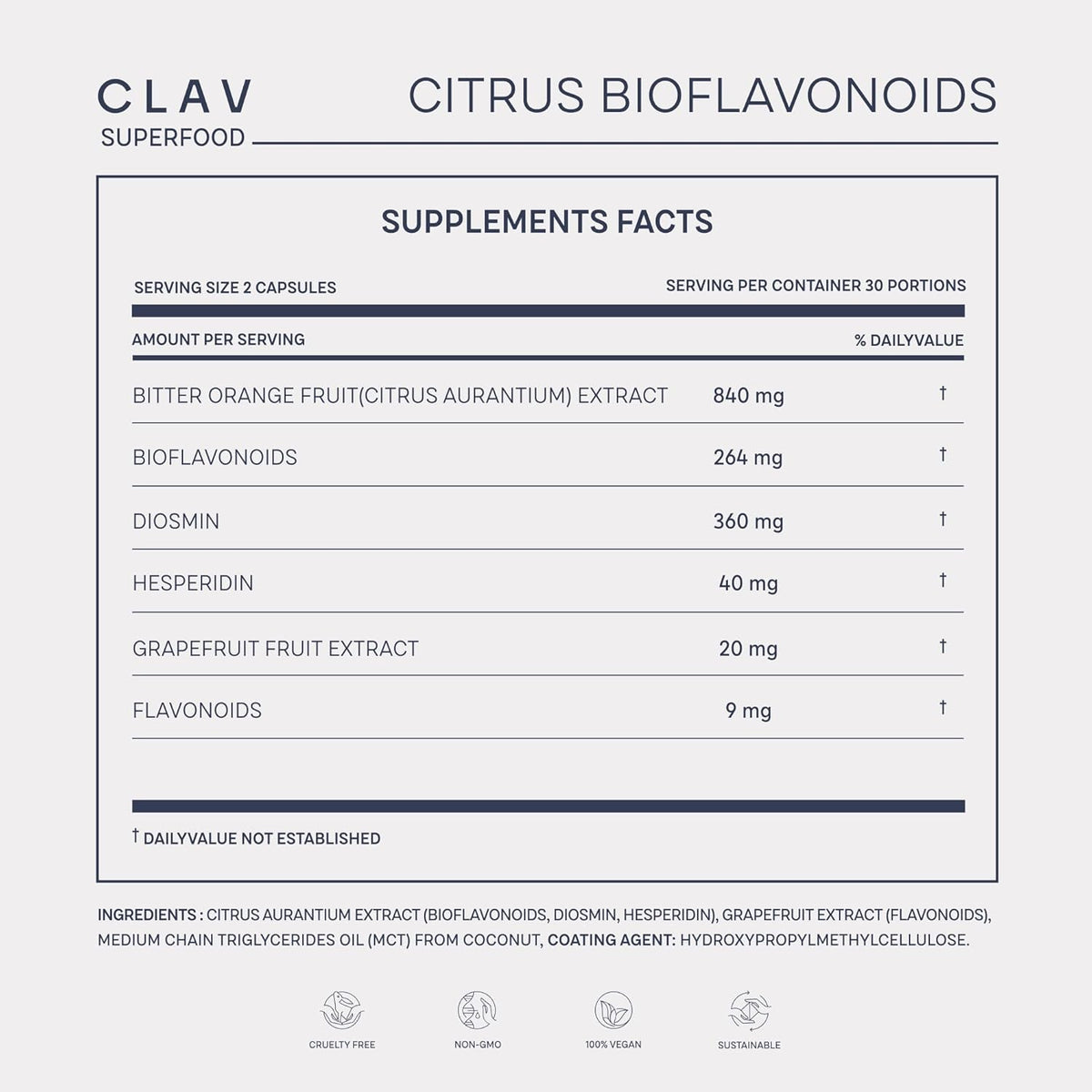 CLAV Bioflavonoides Cítricos - Suplemento Vegano de Flavonoides de Naranja Amarga y Pomelo - 60 Cápsulas - Hecho en Alemania – Image 8