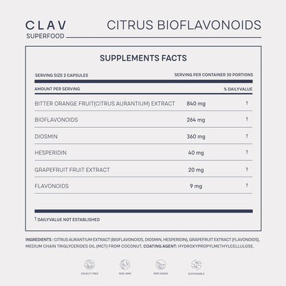 CLAV Bioflavonoides Cítricos - Suplemento Vegano de Flavonoides de Naranja Amarga y Pomelo - 60 Cápsulas - Hecho en Alemania – Image 8