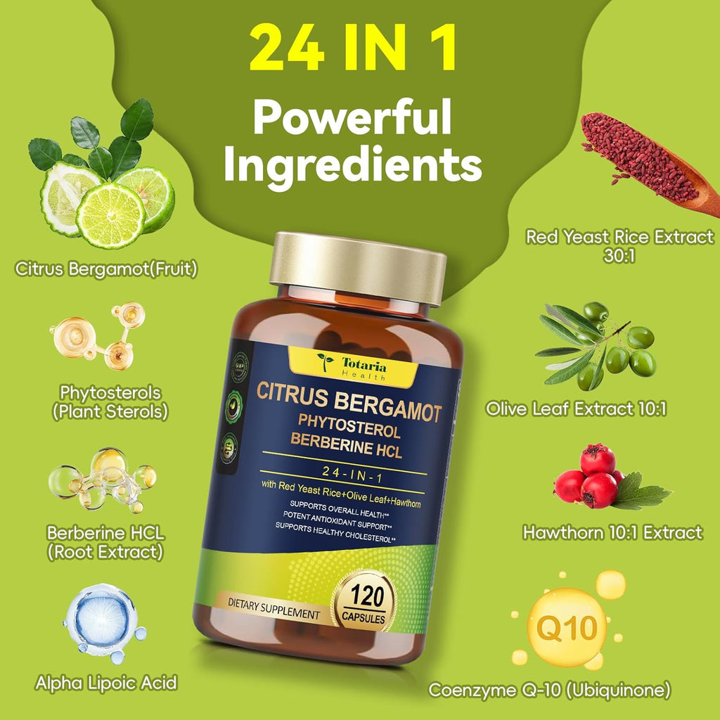 Citrus Bergamot de Totaria - Complemento con Esteroles Vegetales y Berberina, 120 Cápsulas