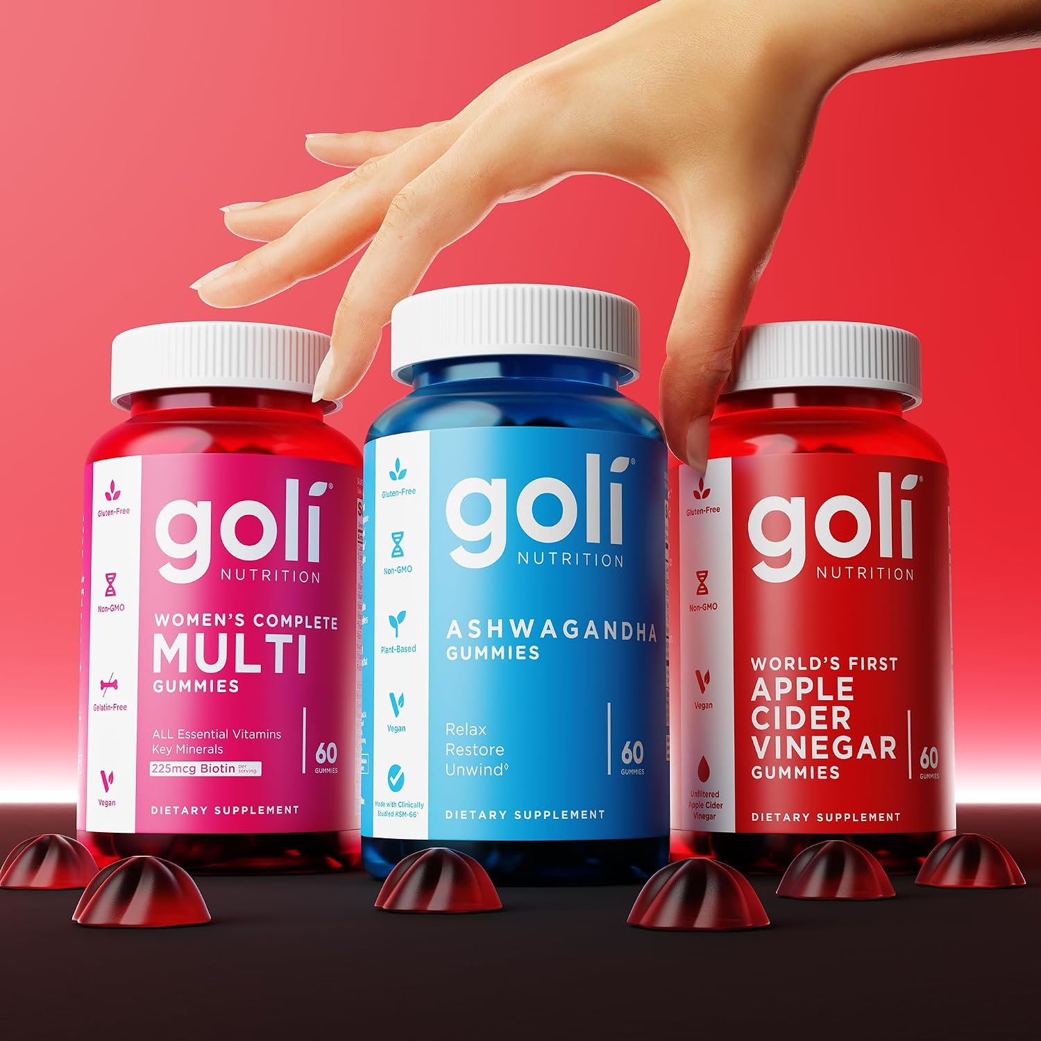 Goli Women's Multi Gummies - Multivitamínico Diario Completo para Mujeres con 13 Vitaminas Esenciales, Biotina, Zinc - Vegano, Sin Gluten - 60 Gominolas (Paquete de 2)