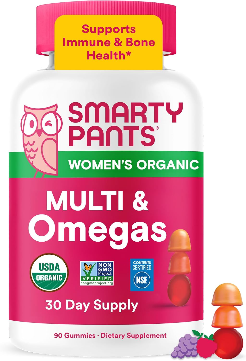 SmartyPants Multivitamínico Orgánico para Mujeres - Gominolas con Omega 3, Vitaminas y Minerales - 120 uds