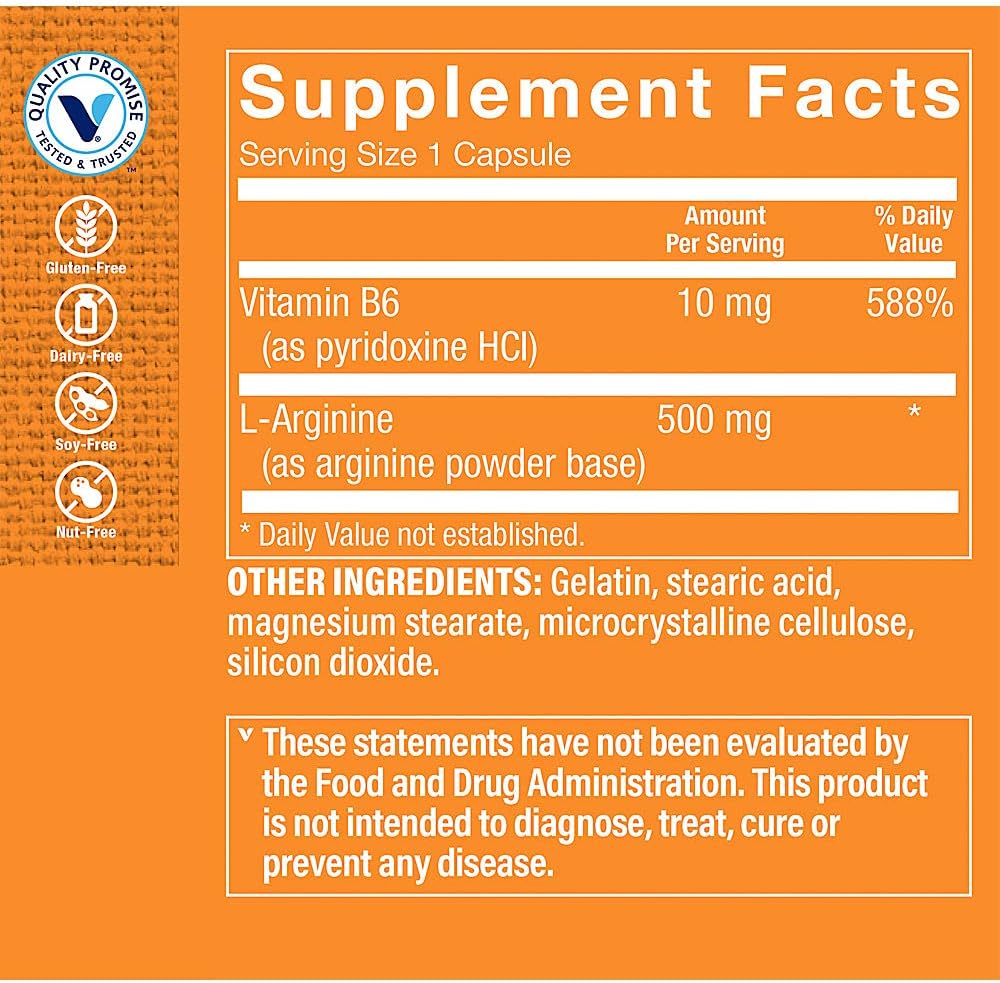 The Vitamin Shoppe L-Arginina 500mg - 300 Cápsulas