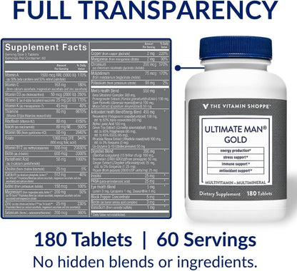The Vitamin Shoppe Ultimate Man Multivitamínico para Hombres - 180 Comprimidos – Image 6