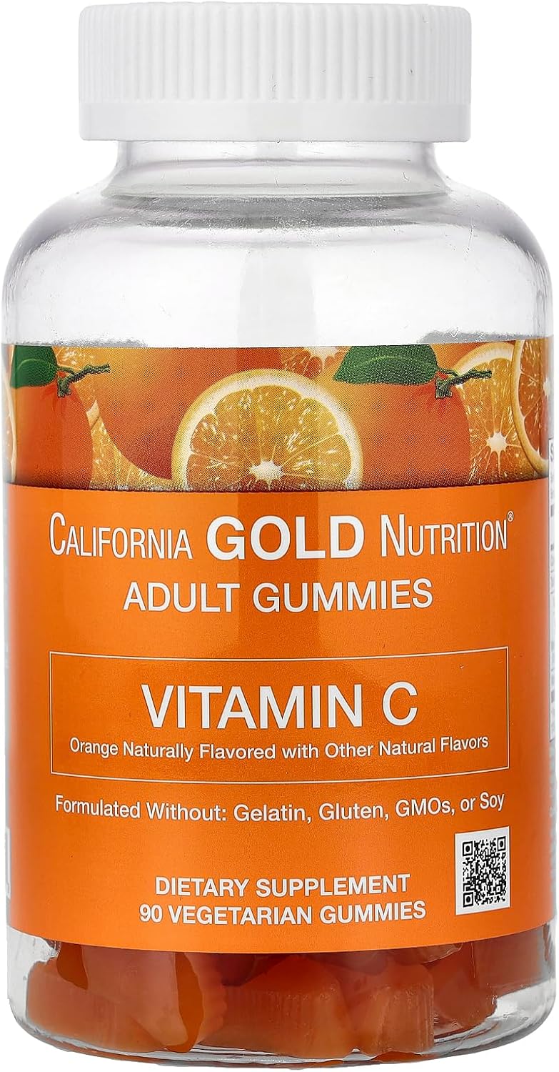 California Gold Nutrition Gomitas de Vitamina C con Vitamina A a partir de 100% Betacaroteno, 90 gomitas vegetarianas