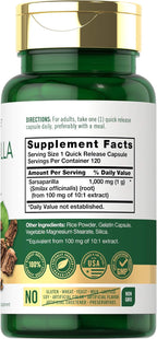 Carlyle Sarsaparilla Root Extract | 120 Cápsulas | Fórmula Herbolaria Tradicional | No GMO, Sin Gluten