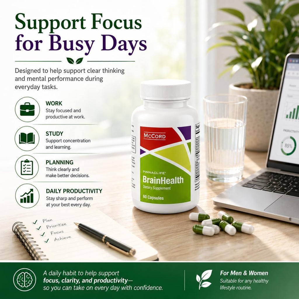 McCord BrainHealth Complemento Cerebral con Olivamine, Vitaminas D3, B6, B12, Rhodiola Rosea, Magnesio y Taurina
