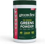 Greens First Original Greens Powder - 49 Superfoods - Organic Fruits and Vegetables - Prebiotics, Probiotics & Digestive Enzymes - Antioxidant Smoothie - Dairy Free, Vegan & Non-GMO - Berry Flavor - 60 Servings
