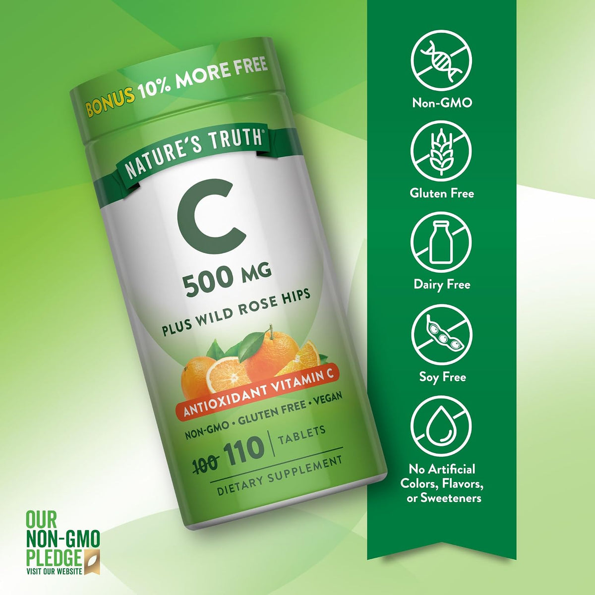 Nature's Truth Vitamina C con Rosa Mosqueta 500 mg, 110 Comprimidos – Image 3