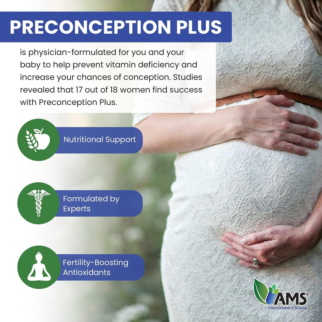 Preconception Plus - 180 Cápsulas - Suplemento para la Concepción y Fertilidad Femenina