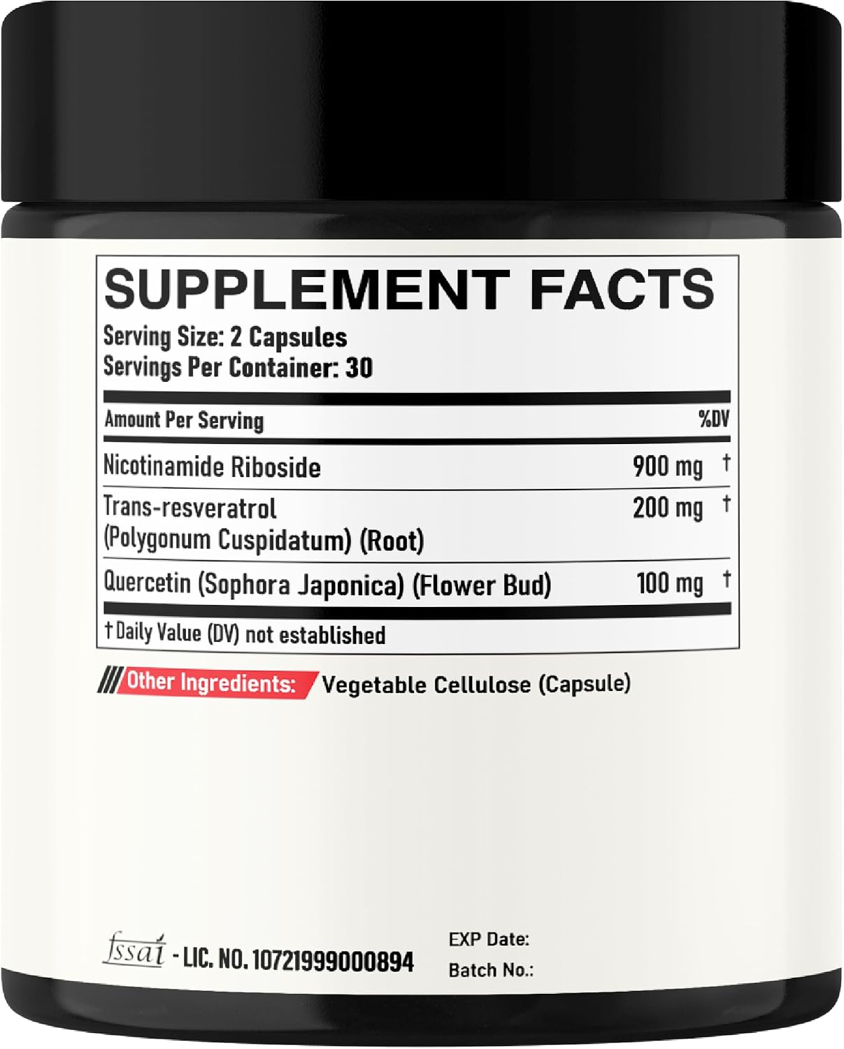 DEDICAD Suplemento NAD con Nicotinamida Ribósido, Trans-Resveratrol y Quercetina - 90 Cápsulas