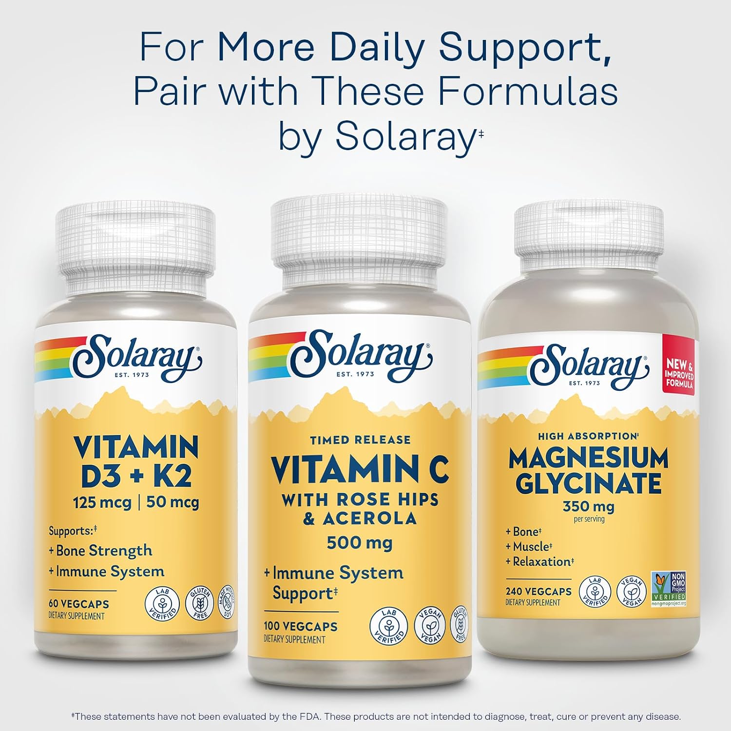 Solaray Vitamin C 500 mg with Rose Hips - Sustained Release Capsules, 100 Count