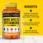 MASON NATURAL Mini Multivitamin with Iron | 365 Tablets | 12 Essential Nutrients