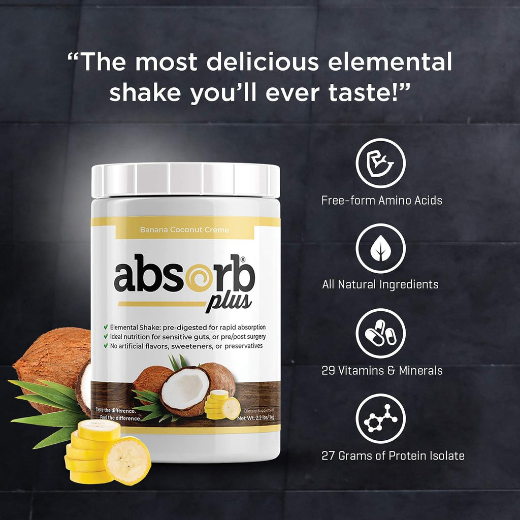 Absorb Plus Isolate Protein – Complemento Alimenticio con Proteína de Suero, Sabor Plátano y Coco (1 kg)