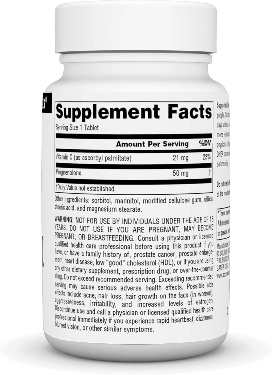 Source Naturals Pregnenolona 50 mg - 60 comprimidos