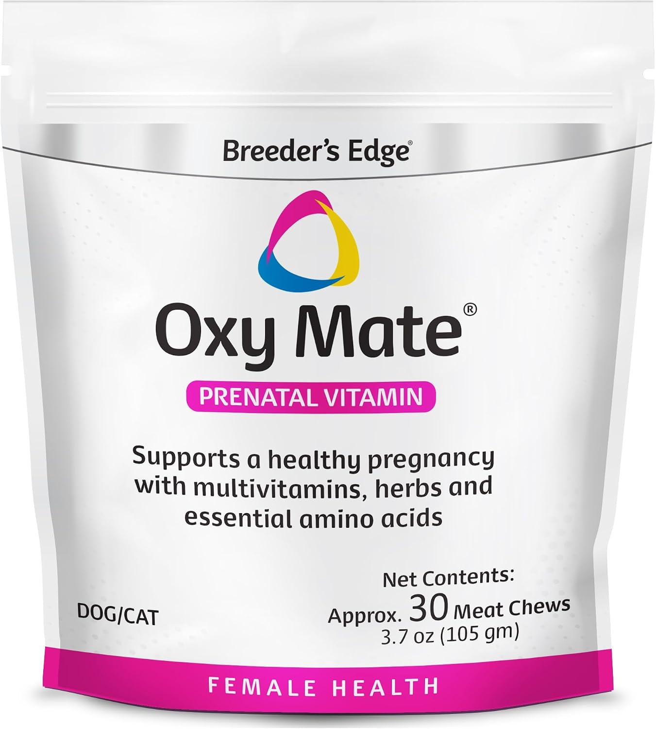 Breeder's Edge Oxy Mate - Suplemento Prenatal para Perras y Gatas Gestantes - 30 Masticables