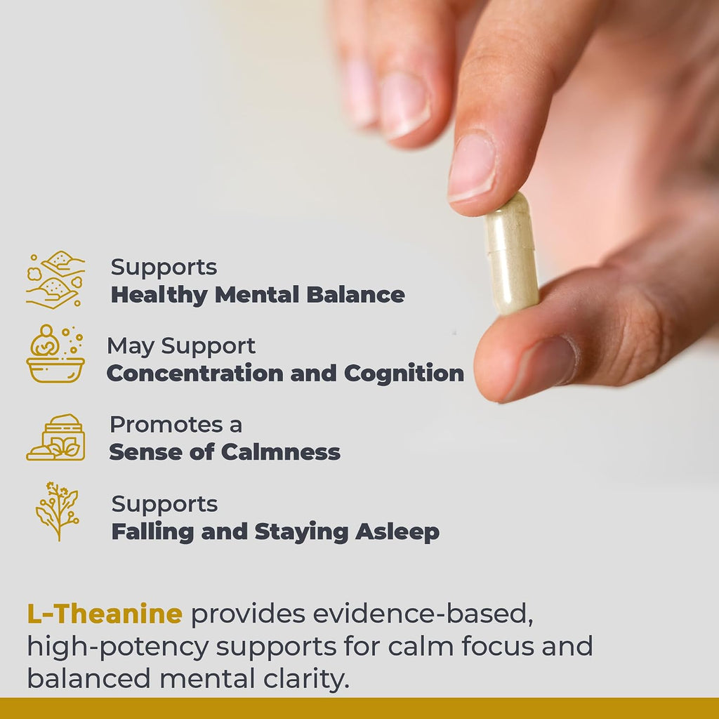Premier Research Labs L-Theanine Double Strength - Suplemento de L-Teanina Pura 200mg, Apoyo para la Concentración y Energía para Hombres y Mujeres, Aminoácido para la Relajación, para Adultos y Niños - 60 Cápsulas Veganas