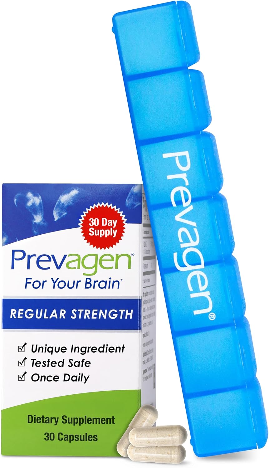 Prevagen Concentración Regular - 30 cápsulas (suministro para 1 mes) | Formulado para tu cerebro | 10 mg de Apoaequorina más Vitamina D3 con pastillero de 7 días