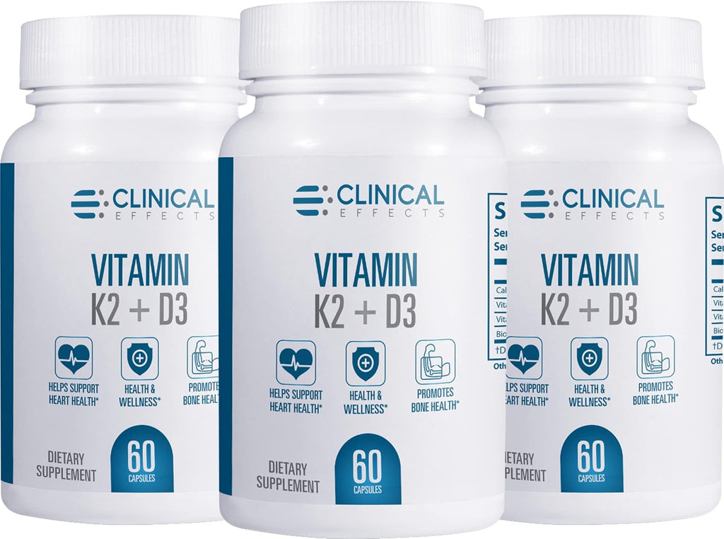 Clinical Effects Vitamina K2 + D3 con Bioperine y Calcio - Pack de 3