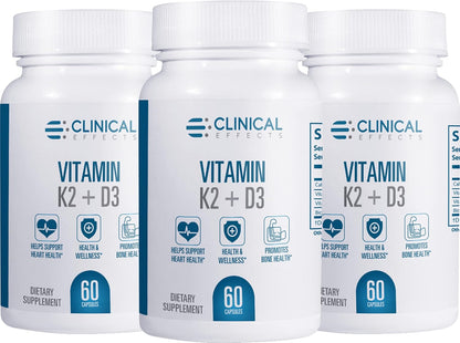 Clinical Effects Vitamina K2 + D3 con Bioperine y Calcio - Pack de 3 – Image 1