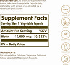 Solgar Super High Potency Biotina 10.000 mcg - 120 Cápsulas Vegetales (Pack de 2)
