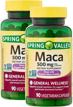 Maca 500mg – 90 Cápsulas Vegetarianas, Suplemento de Raíz de Maca Orgánica, No-GMO, Sin Gluten (Pack de 2)