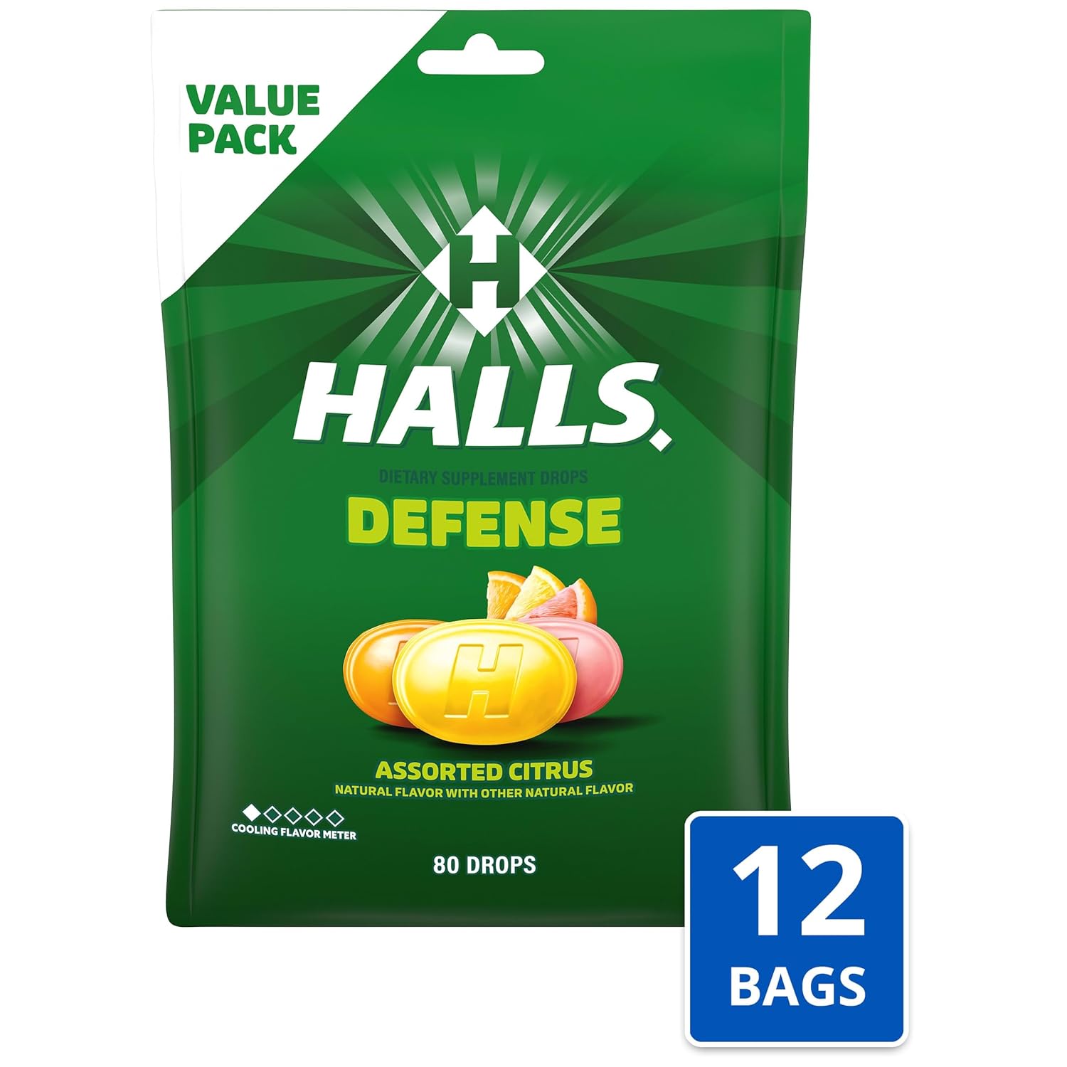 HALLS Defense Pastillas de Vitamina C con Sabor a Cítricos Surtidos, 960 uds