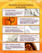 BeMe Multivitamínico Líquido para Hombres - Sistema de Administración Líquida Avanzada con 13 Vitaminas y Minerales - Sobres Individuales, No-GMO, Sabor Naranja (30 Sobres)
