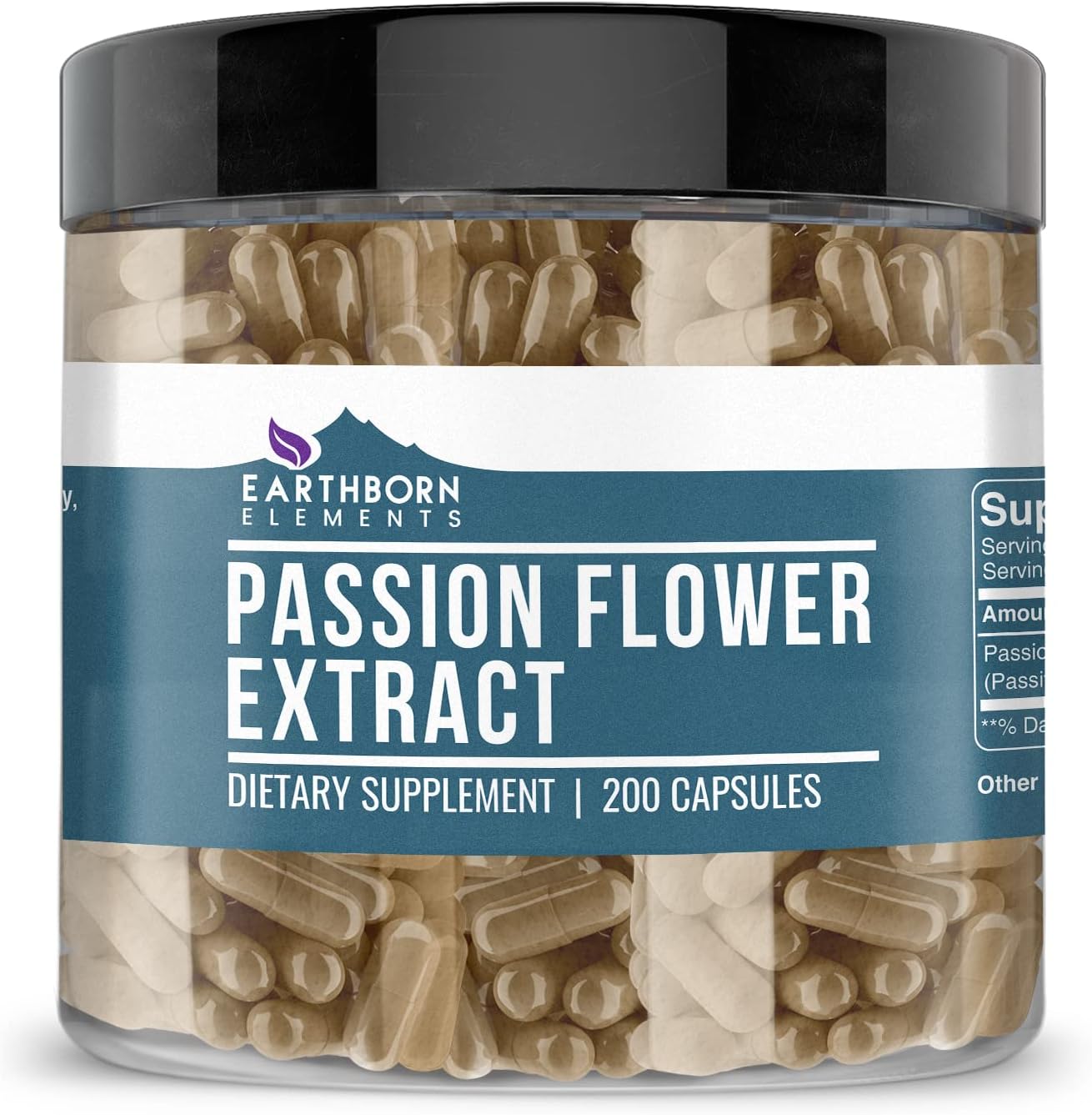 Earthborn Elements Extracto de Pasiflora - 200 Cápsulas, Puro y Sin Diluir, Sin Aditivos