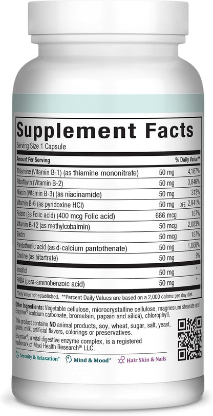 Maxi Health Stress Relief Vitamin B Complex – Complejo B con Inositol y Colina, 250 comprimidos – Image 2