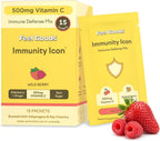 Feel Goods Immunity+ - Mezcla de apoyo inmunológico con vitamina C, hierbas orgánicas y adaptógenos - 15 sobres sabor Limonada de Melocotón