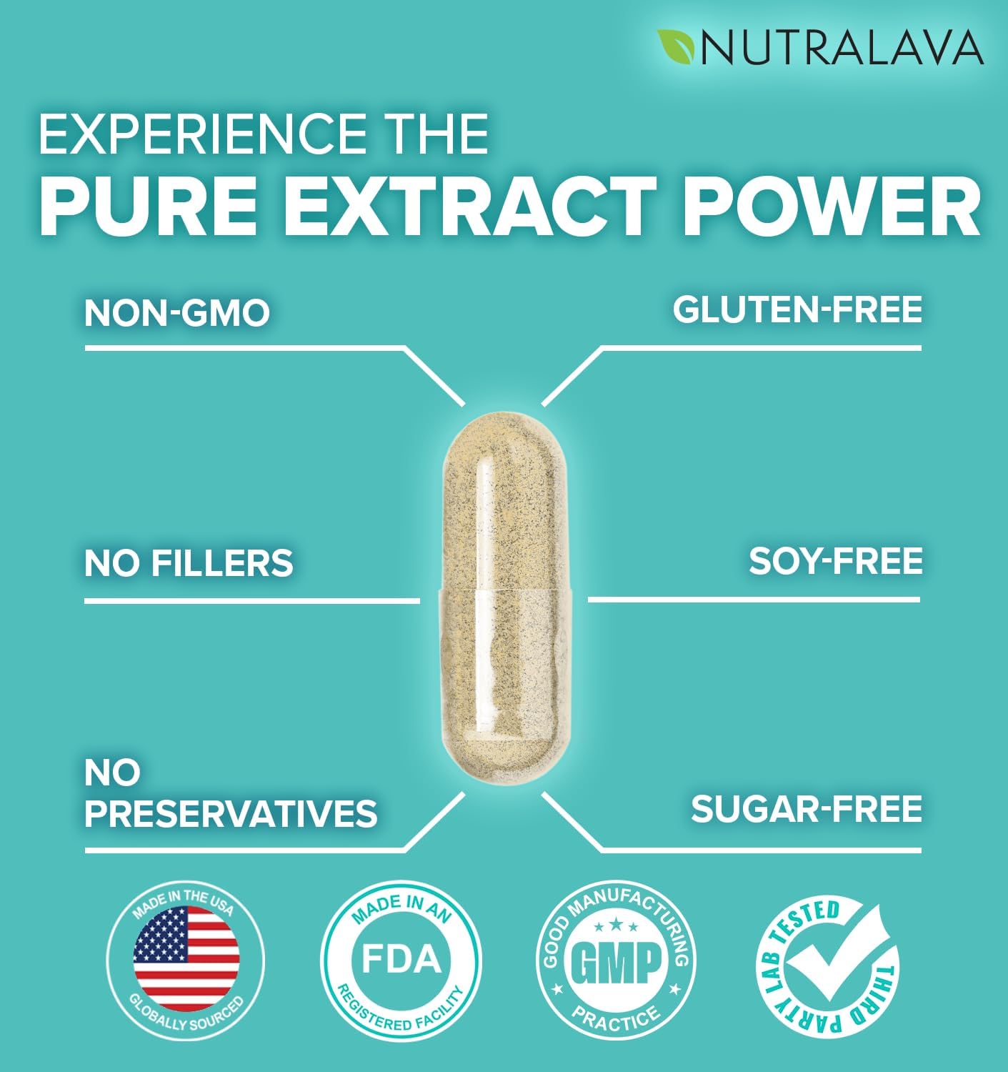 NUTRALAVA Sea Moss Capsules - Irish Sea Moss, Black Seed Oil, Ashwagandha - 60 Cápsulas