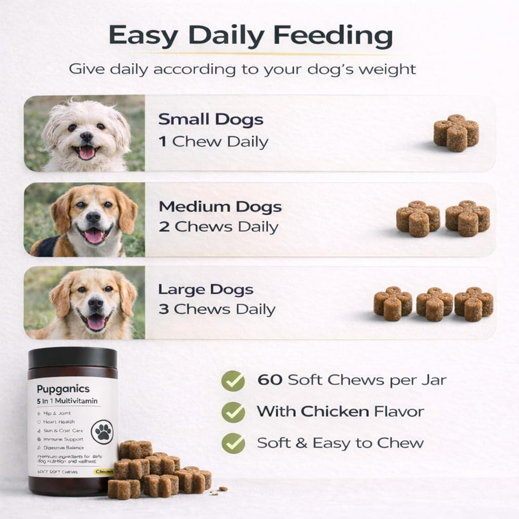 Pupganics Multivitamin Soft Chews para Perros, 60 Masticables