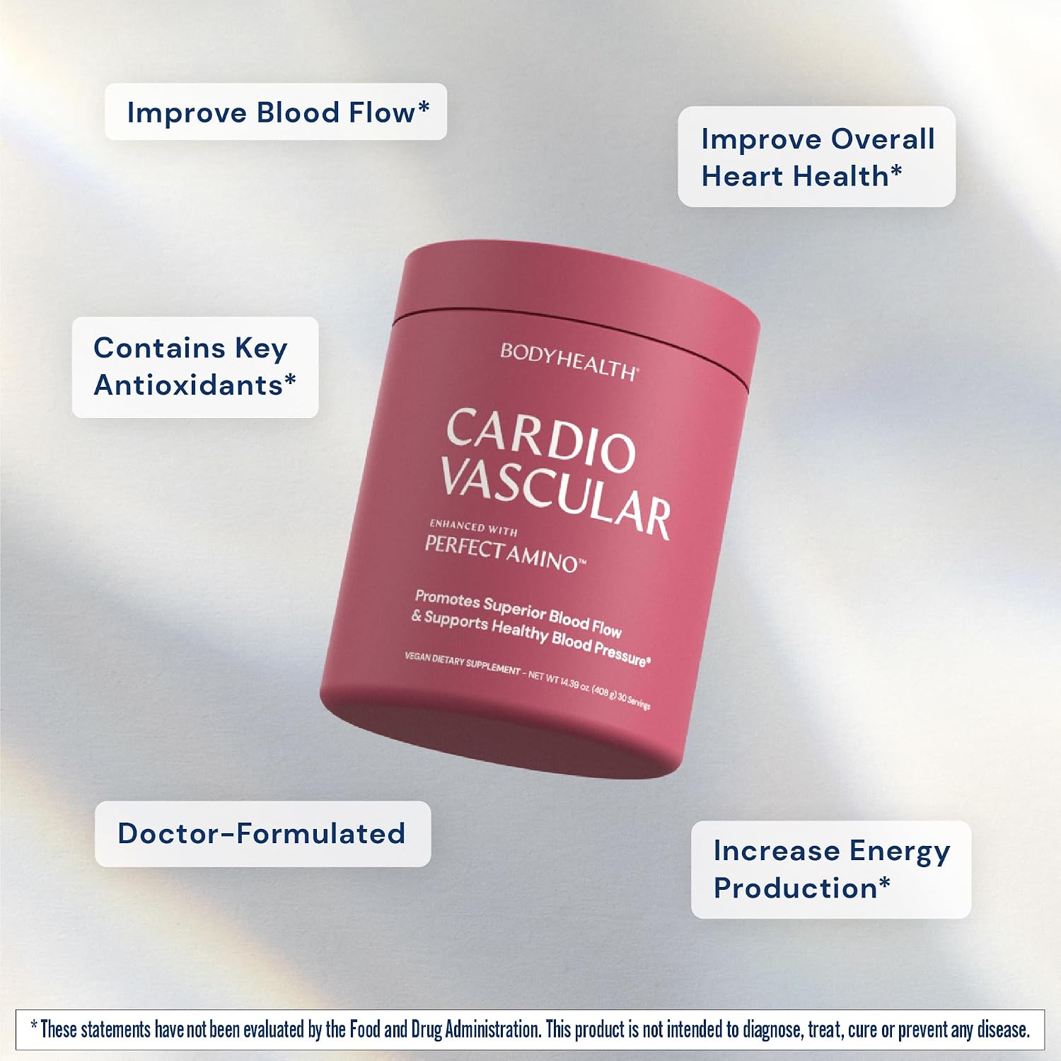 BodyHealth Cardio Vascular con PerfectAmino - Suplemento para la salud del corazón y circulación, 30 dosis, sabor chocolate